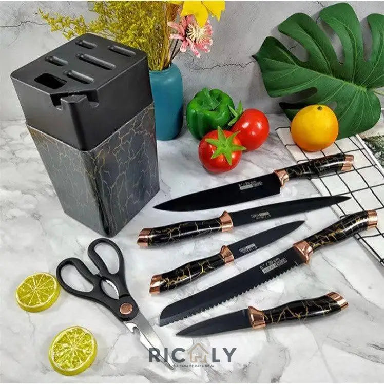 Kit de Facas Churrasco Profissional Antiaderente 7 Peças - Ricaly