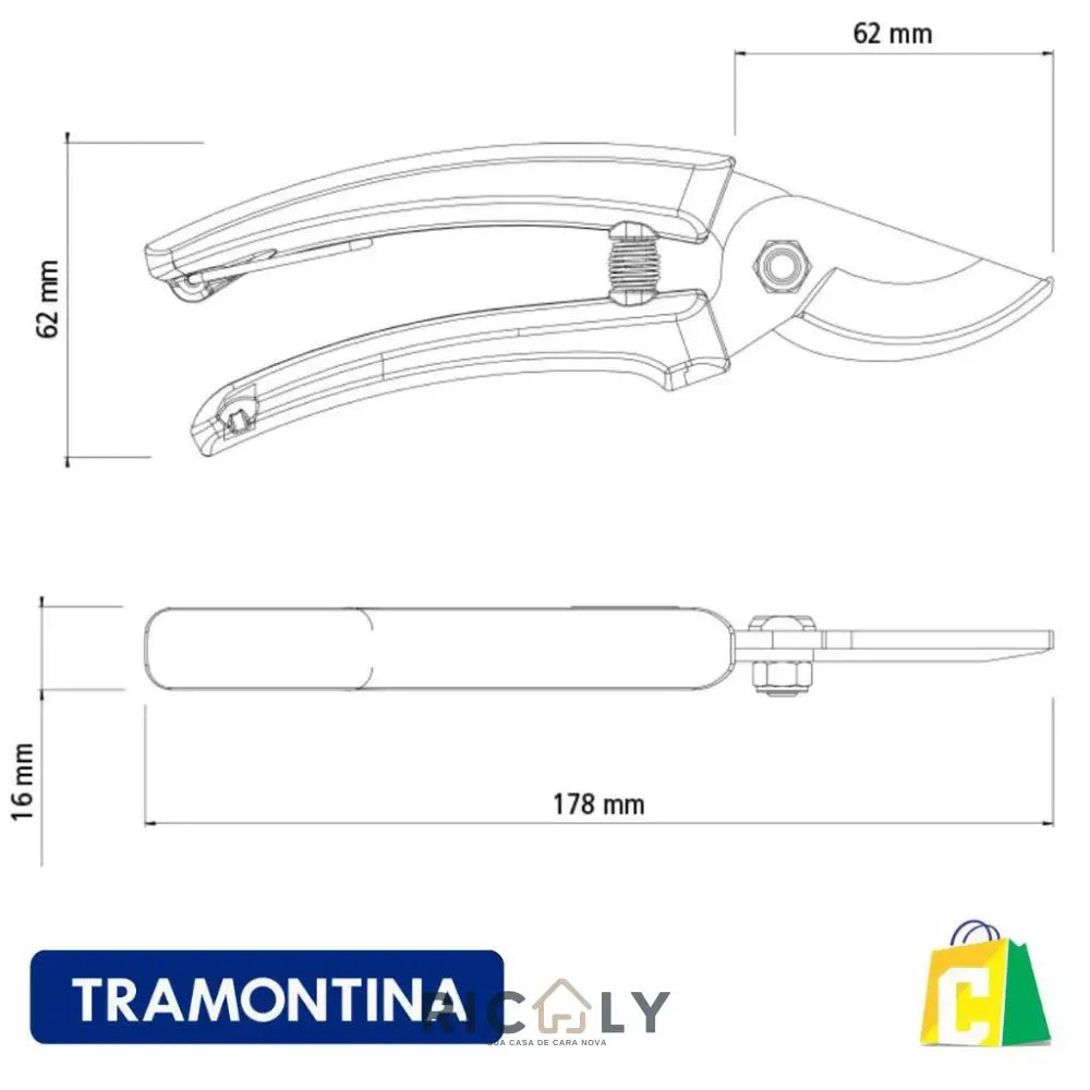 Kit Jardinagem 4 Peças TM -Ricaly (Ancinho, Pazinha Larga, Pazinha Estreita, Tesoura de Podar Galhos + Luva)