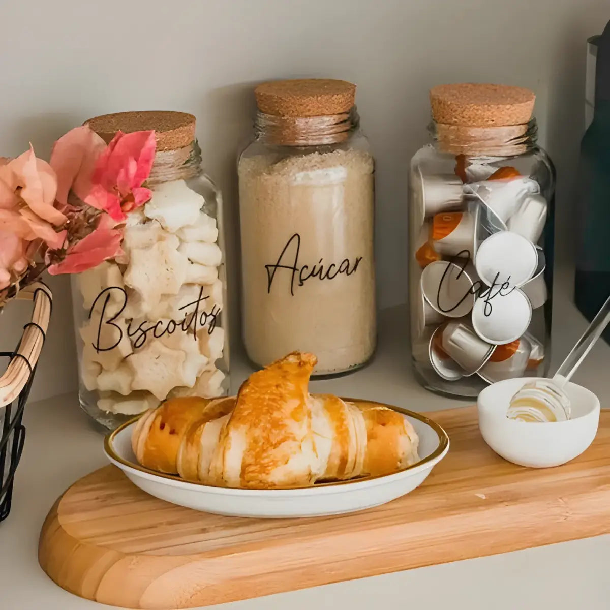 Potes de Vidro Ricaly | 3 Resistentes à Água café da manhã doces rotulado Cozinha & Gastronomia Compre