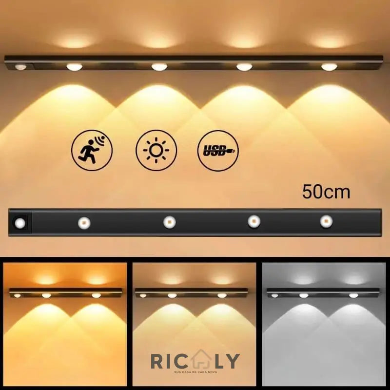 Luminária de LED Magnética Ricaly com Sensor de Movimento