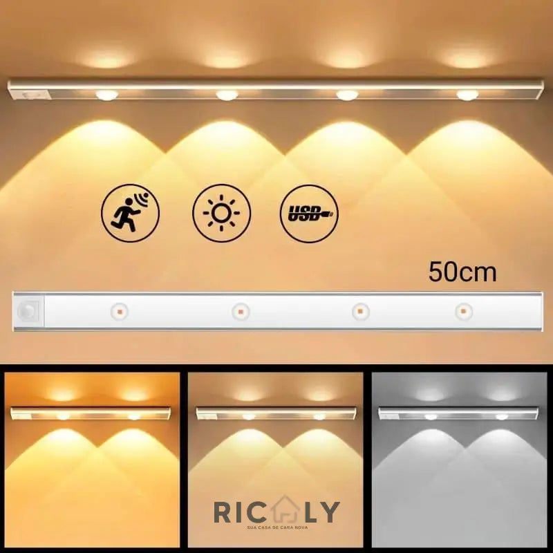 Luminária de LED Magnética Ricaly com Sensor de Movimento