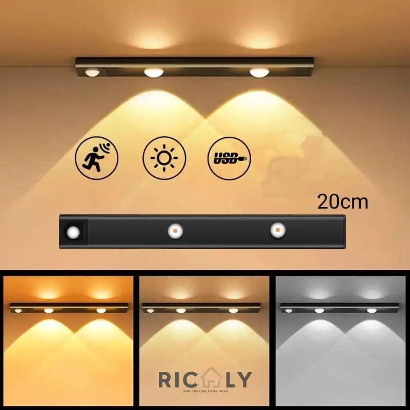 Luminária de LED Magnética Ricaly com Sensor de Movimento