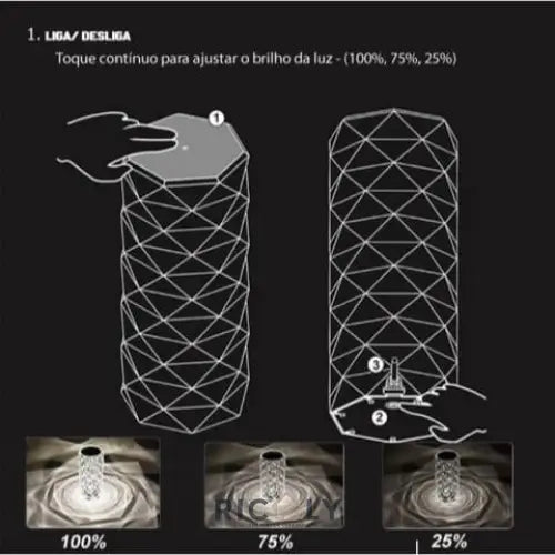 Luminária de Mesa LED Sem Fio 3-16 Cores Premium Ricaly Rose™