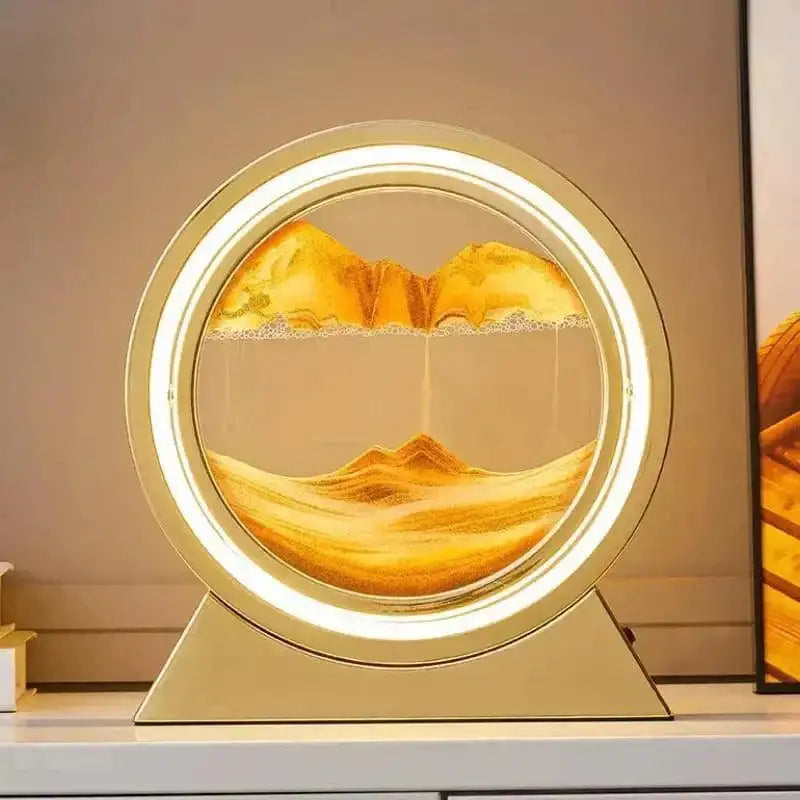 Luminária de Mesa Ricaly Ampulheta LED Decorativa Dourado Laranja