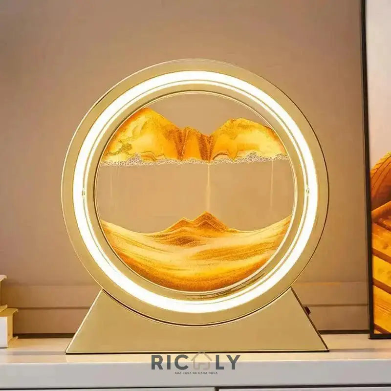 Luminária de Mesa Ricaly Ampulheta LED Decorativa Dourado Laranja