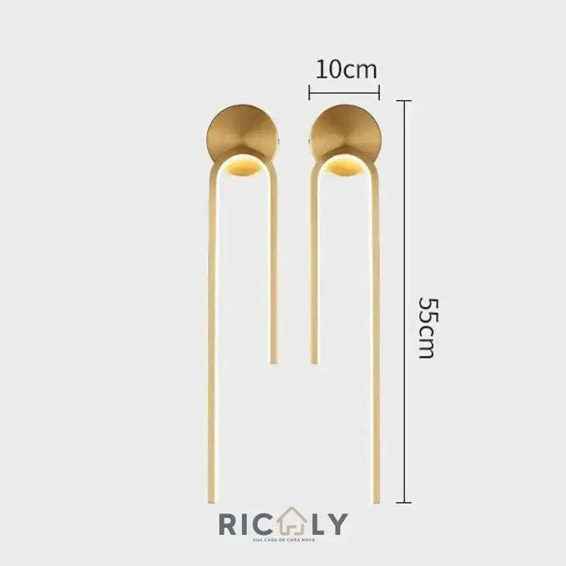 Luminária de Parede Moderna LED Ricaly - Luminária de Parede - 2 Peças Dourado - Luz Fria (5500 - 7000K) - 180:200002569;200000795:175#Left and Right