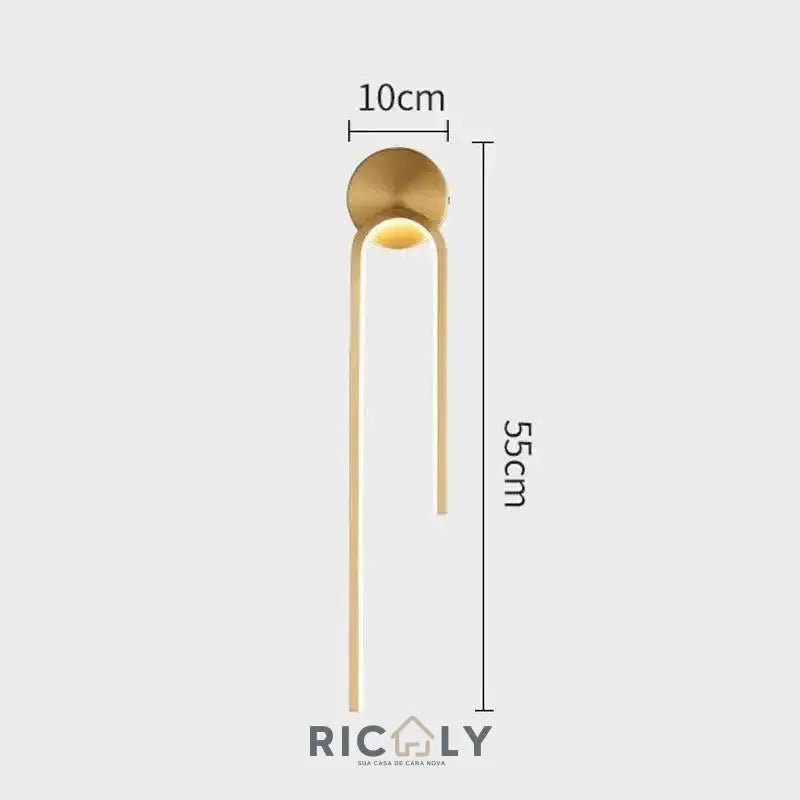 Luminária de Parede Moderna LED Ricaly - Luminária de Parede - Dourado - Direita - Luz Fria (5500 - 7000K) - 180:200002569;200000795:29#Gold - Right