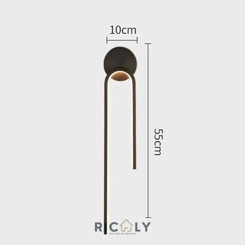 Luminária de Parede Moderna Ricaly – Sofisticação e Eficiência em LED Preto - Direito