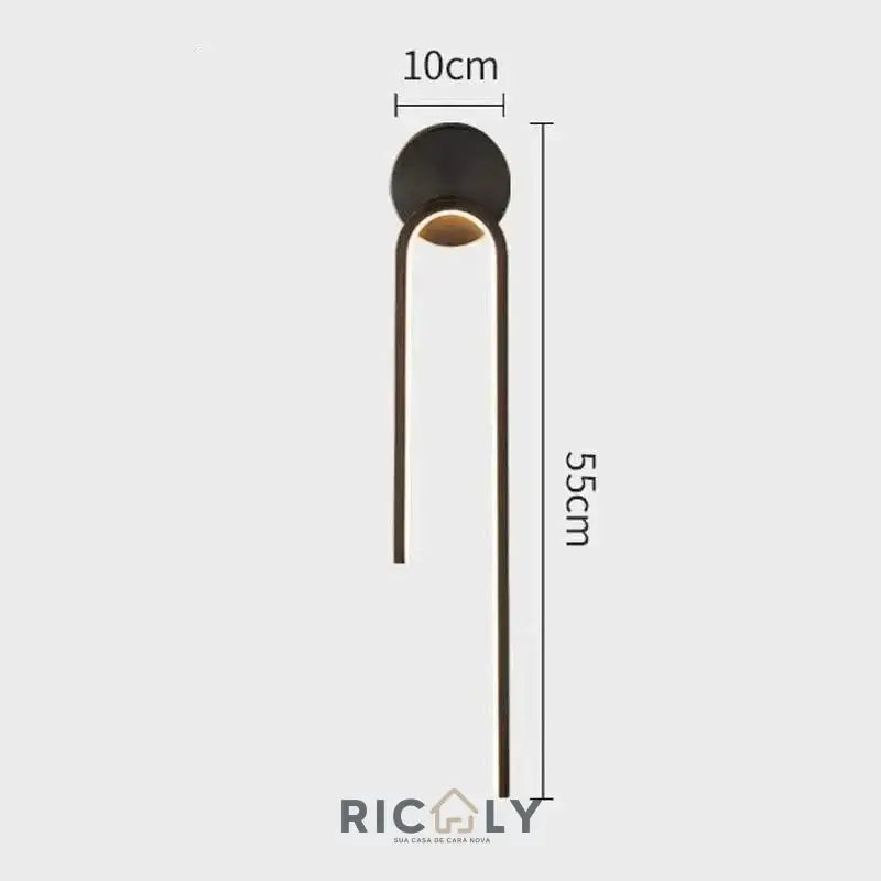 Luminária de Parede Moderna Ricaly – Sofisticação e Eficiência em LED Preto - Esquerdo