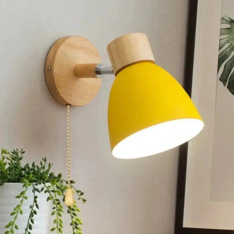 Luminária de Parede Nórdica Ricaly – Elegância em Madeira e Eficiência LED Amarelo com Interruptor 1 Peça