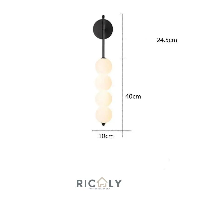 Luminária de Parede Nórdica Ricaly – Minimalismo e Elegância em LED - Luminária de Parede - Preto - Luz Tricolor - Sem RC - 200000795:29#Black;5:3095#Tricolor light - No RC