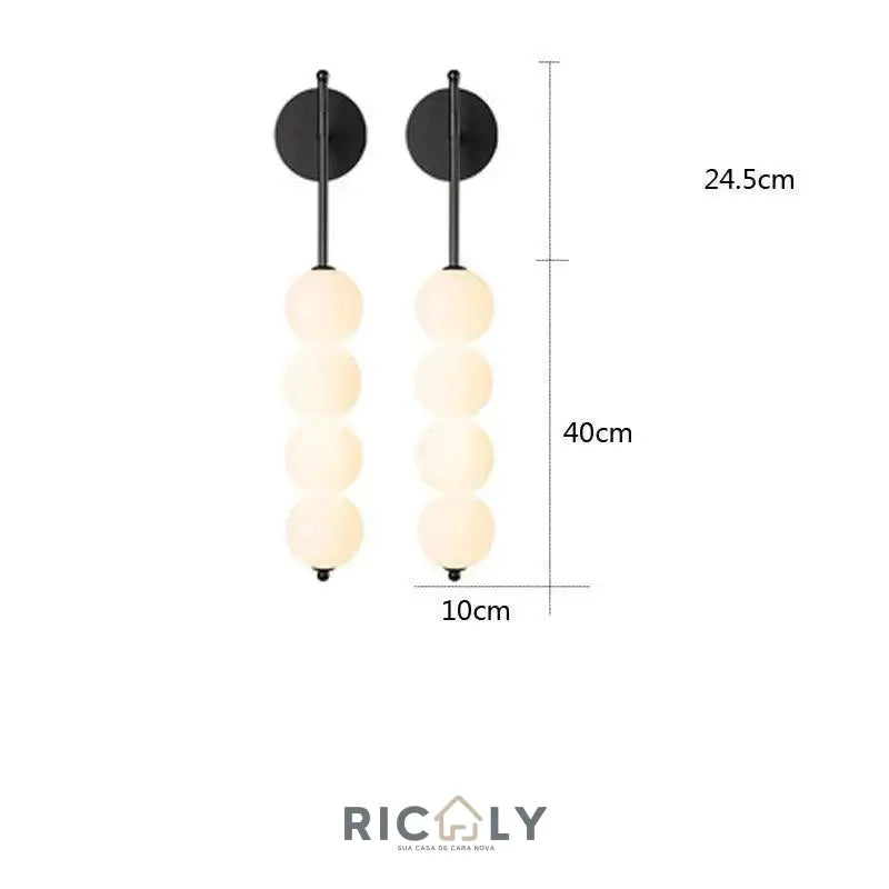 Luminária de Parede Nórdica Ricaly – Minimalismo e Elegância em LED - Luminária de Parede - 2 Peças Preto - Luz Tricolor - Sem RC - 200000795:175#Black 2PC;5:3095#Tricolor light - No RC