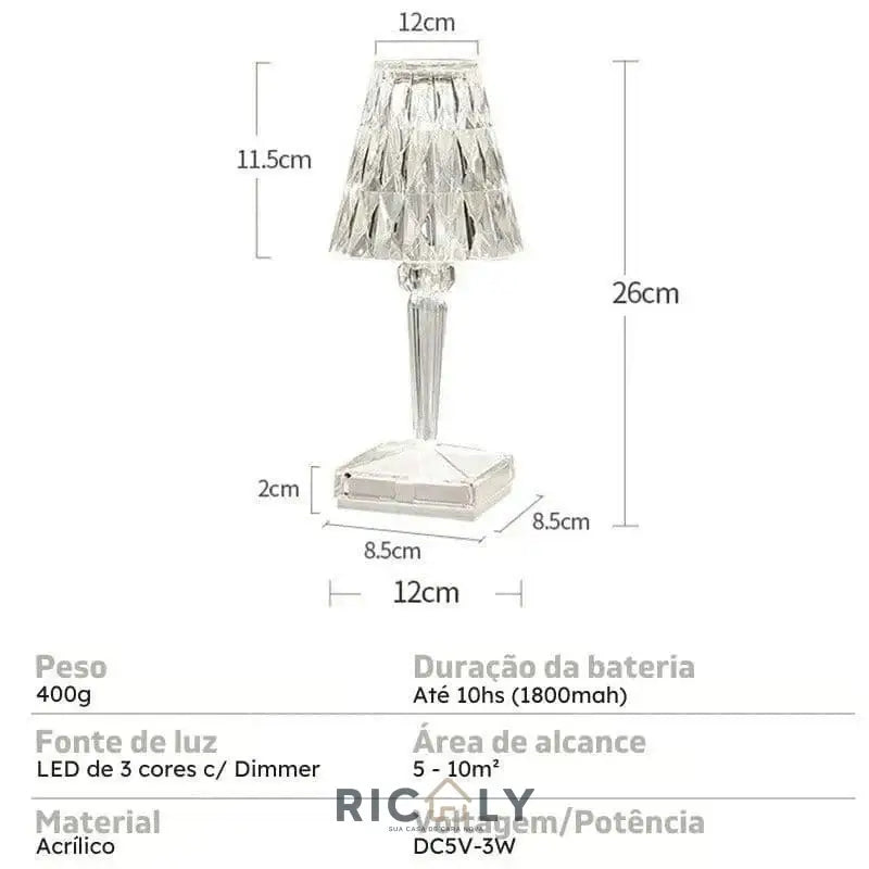 Luminária LED Sem Fio 3 em 1 Ricaly Cridia™ – Modernidade e Iluminação Perfeita