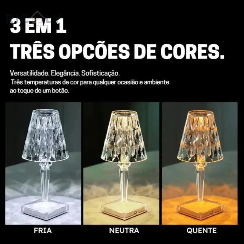 Luminária LED Sem Fio 3 em 1 Ricaly Cridia™ – Modernidade e Iluminação Perfeita - Luminária de Mesa