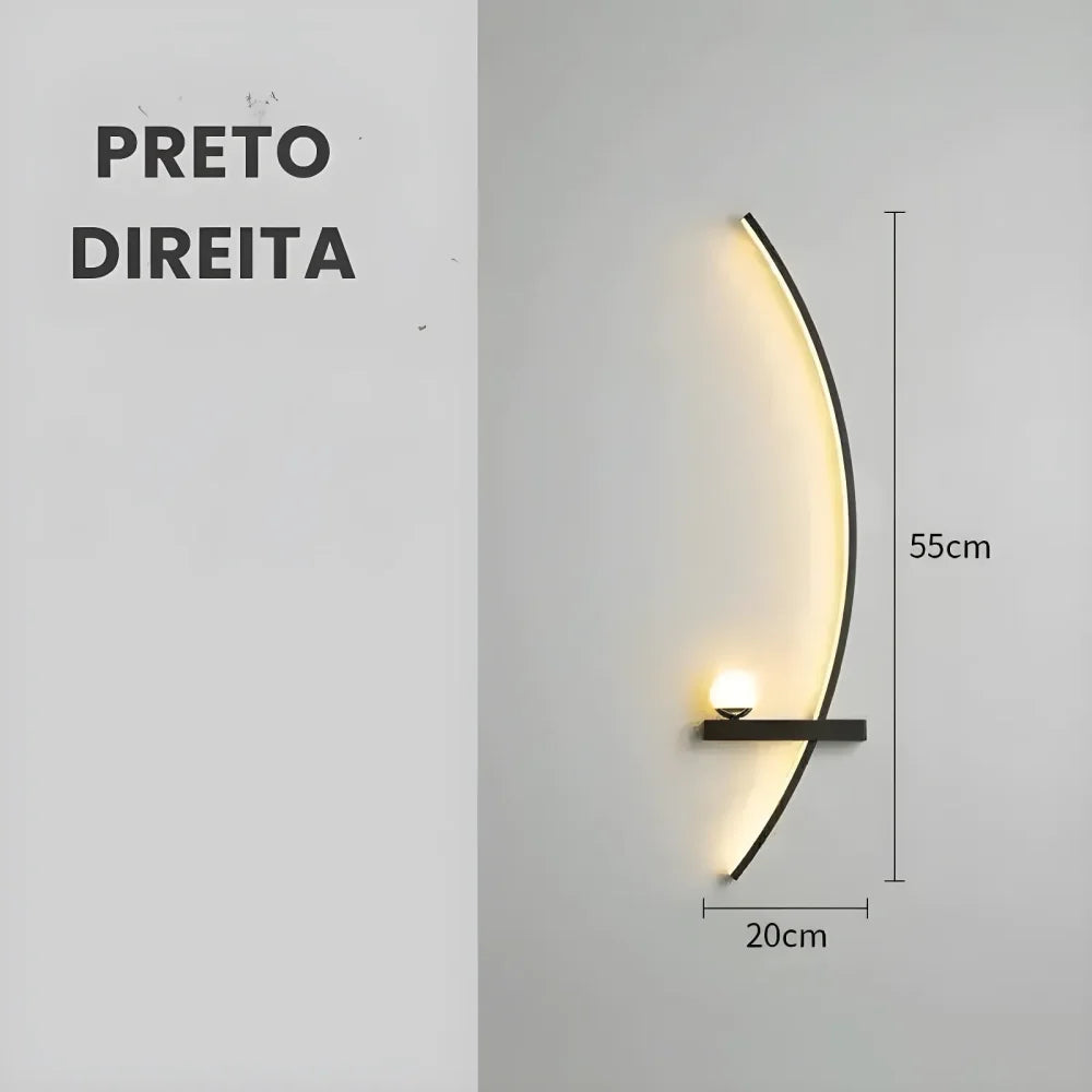 Luminária de Parede Moderna Minimalista LED Ricaly com Controle Remoto - Luminária de Parede Moderna Minimalista LED