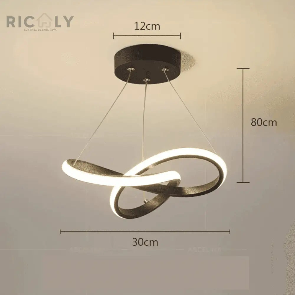 Lustre Pendente para Sala/Quarto/Cozinha LED Espiral Luz Ricaly