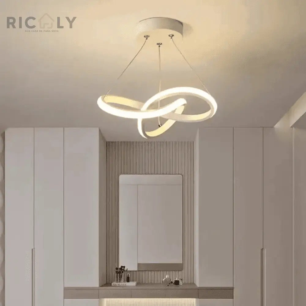 Lustre Pendente para Sala/Quarto/Cozinha LED Espiral Luz Ricaly