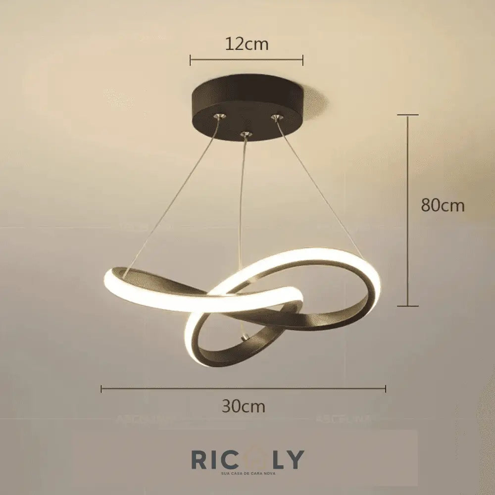 Lustre Pendente para Sala/Quarto/Cozinha LED Espiral Luz Ricaly