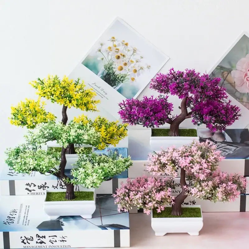 Mini Bonsai Artificial em Vasos Brancos para Decoração Elegante Compre agora Ricaly