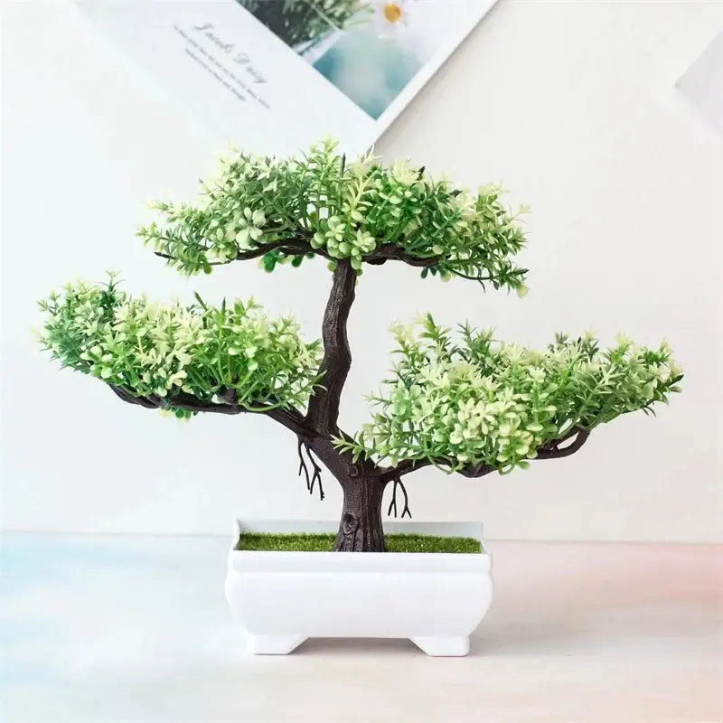 Mini Bonsai Artificial em Vasos Brancos para Decoração Elegante Compre agora Ricaly