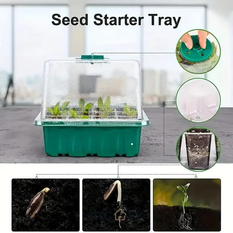 Mini Greenhouse: Kit de Germinação de Sementes com Luz de Crescimento - 2 Conjuntos com Cúpula Ajustável e 8 LEDs de Espectro Completo Ricaly