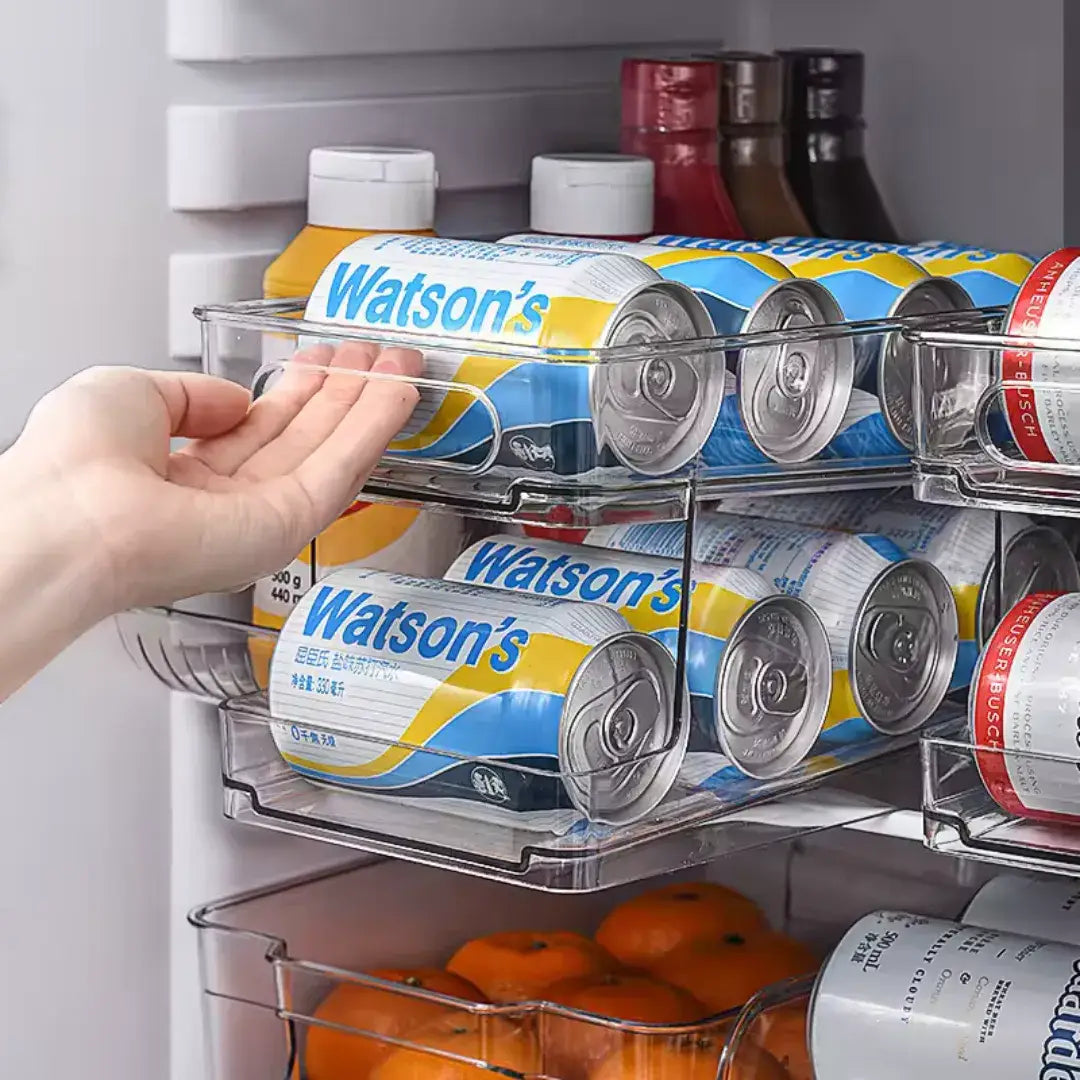 Organizador de latas para geladeira em acrílico transparente, conjunto com 6 unidades