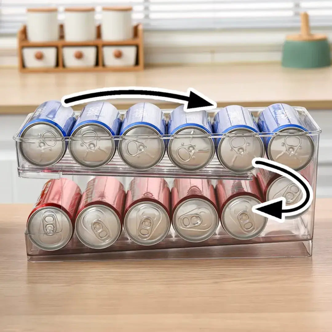 Organizador de latas de refrigerante acrílico transparente com duas prateleiras Ricaly