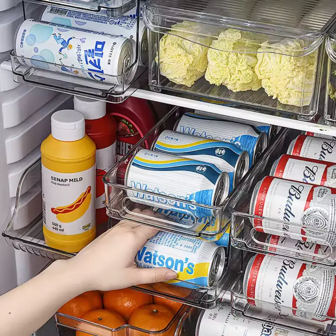 Imagem de organizador de geladeira acrílico transparente para latas da Ricaly