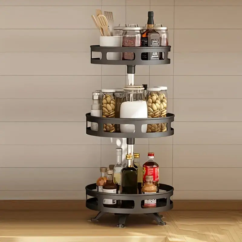 Imagem de organizador de 1 andar aço resistente com rack giratório de especiarias
