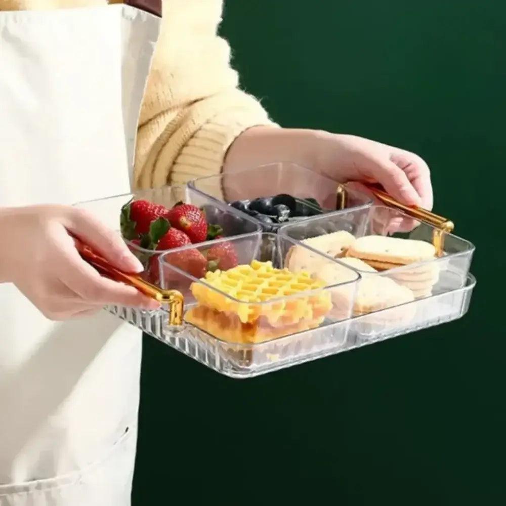 Travessa dividida com snacks para organização eficiente, Potes Organizadores Ricaly