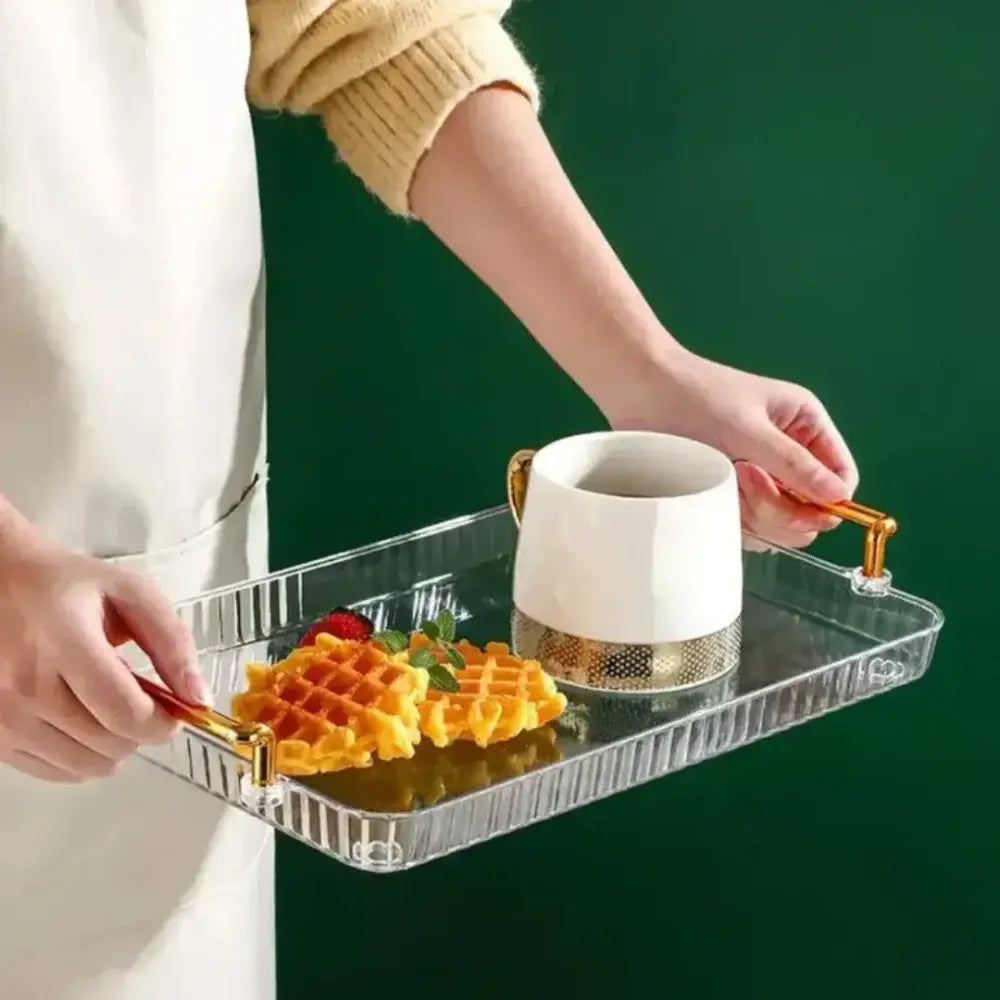 Travessa transparente com waffles e caneca para organização eficiente Ricaly