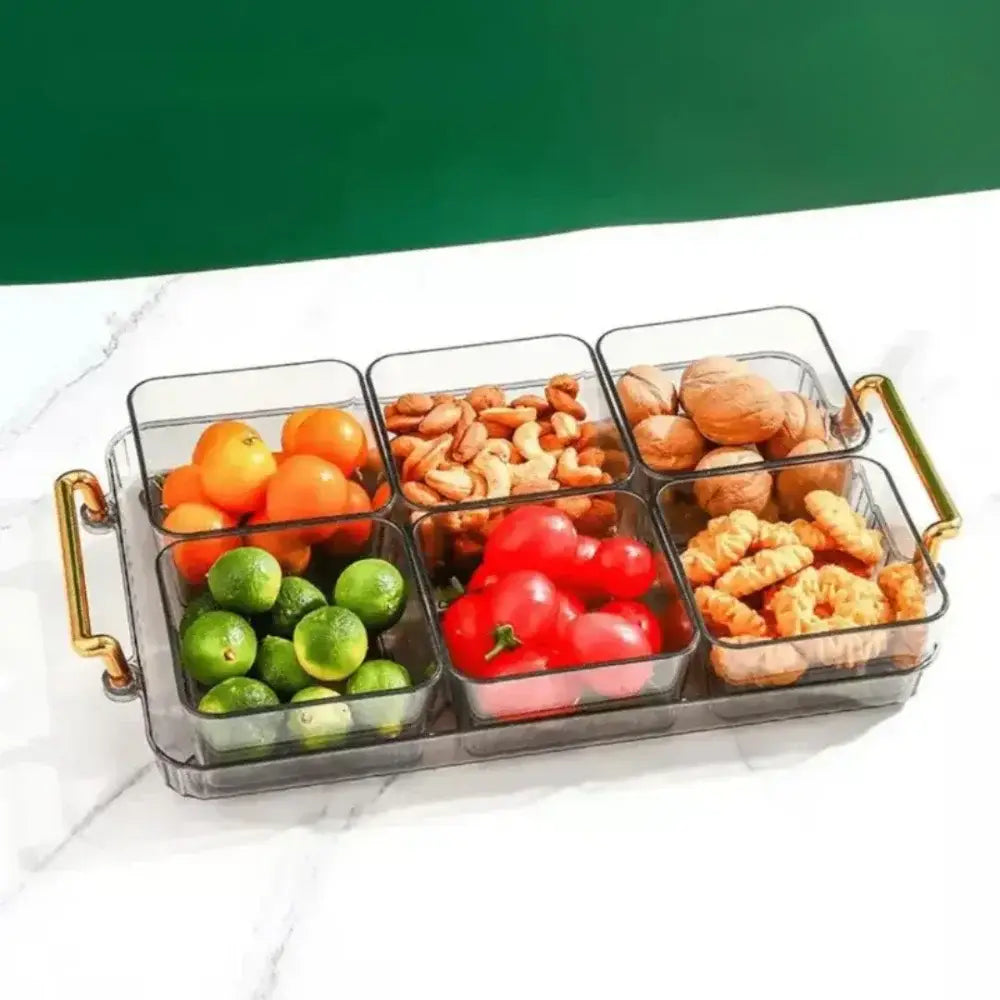Potes Organizadores Transparentes Organização Eficiente com bandeja de snacks compartmentalizada