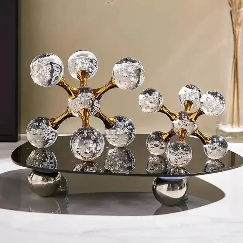 Escultura Molecular de Vidro e Metal em Design Elegante Compre agora Ricaly