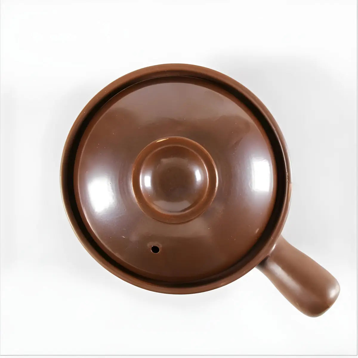 Panela de cerâmica marrom com tampa e alça para culinária chinesa sustentável 650ML