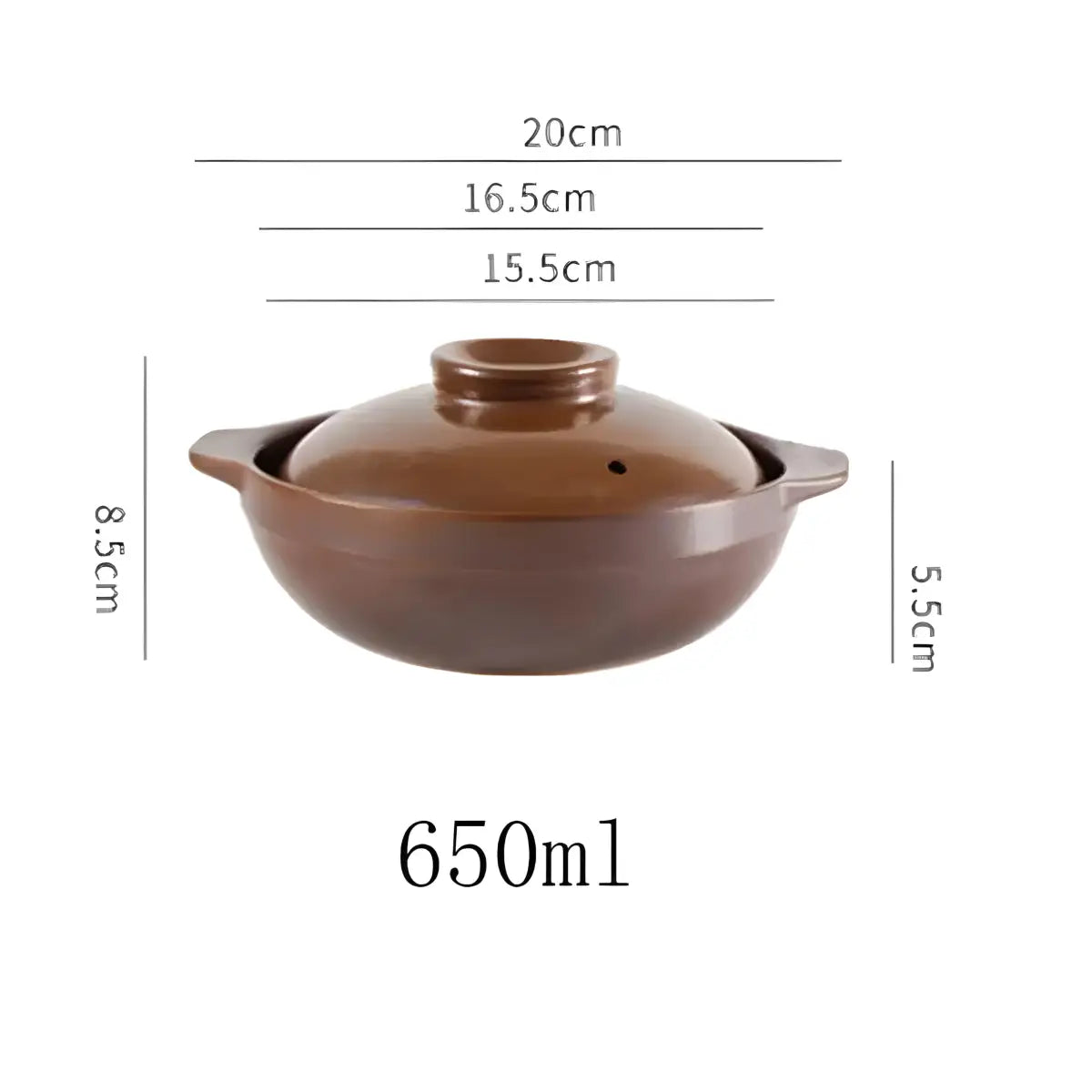 Panelas de cerâmica marrom com tampa para culinária chinesa sustentável 650ML Ricaly