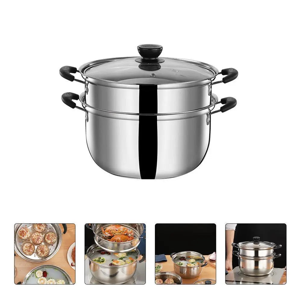 Panela inox cozinhar vapor 2 em 1 com tampa de vidro Frete Grátis Ricaly