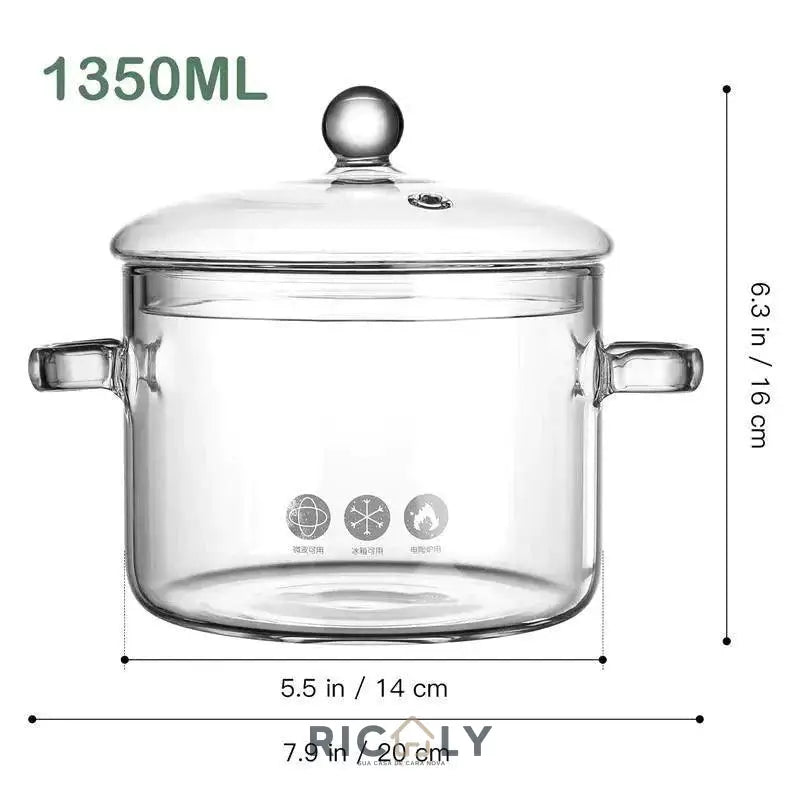 Panela de Vidro para Sopa de 1350ml Ricaly