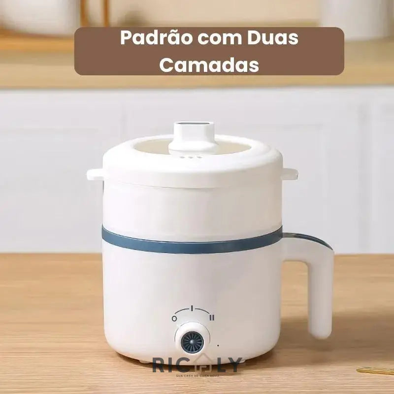 Panela Elétrica Multifuncional 1.8L Ricaly: Potência de 600W Padrão com Duas Camadas 1.8 Litros