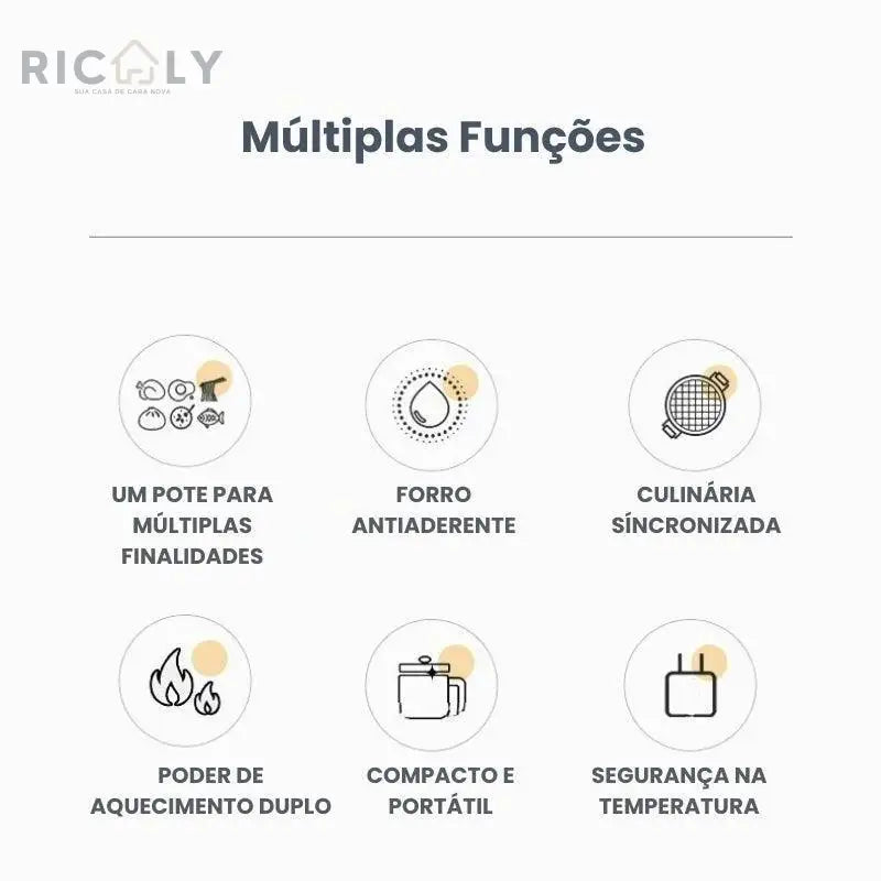 Panela Elétrica Multifuncional 1.8L Ricaly: Potência de 600W