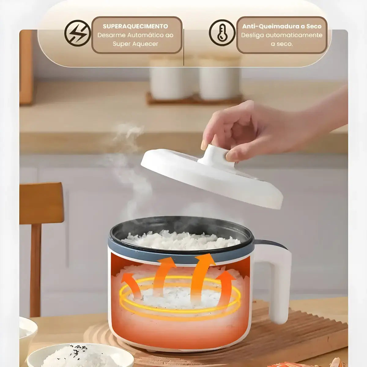 Potente Panela Elétrica 1.8L Ricaly | 600W Multifuncional portátil elétrico pote Mais Vendidos Compre