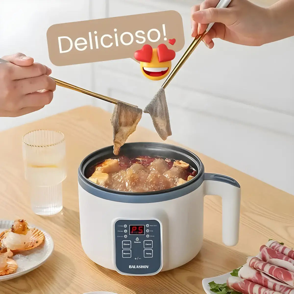 Potente Panela Elétrica 1.8L Ricaly | 600W Multifuncional branco elétrico quente Mais Vendidos Compre