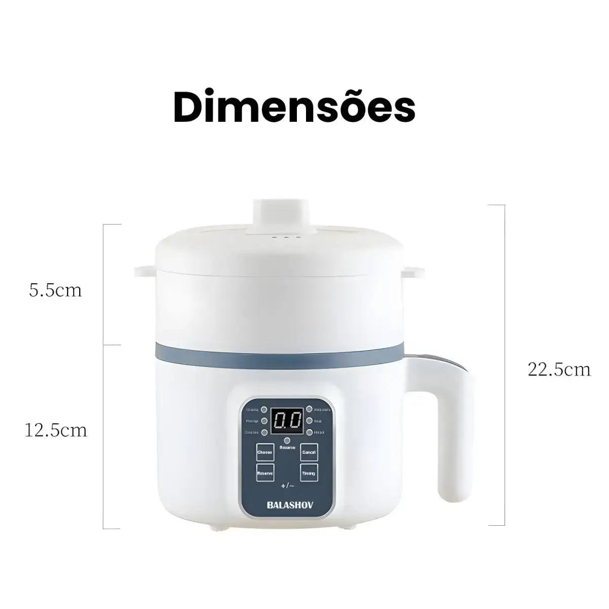 Potente Panela Elétrica 1.8L Ricaly | 600W Multifuncional branco elétrico pote Mais Vendidos Compre