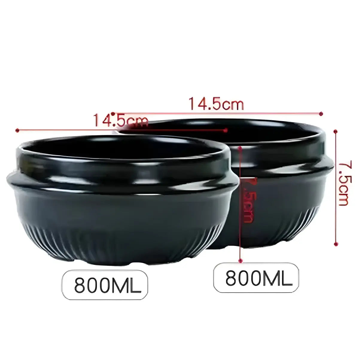 Dois bowls de cerâmica preta do conjunto Panela Pedra Tradicional Ricaly