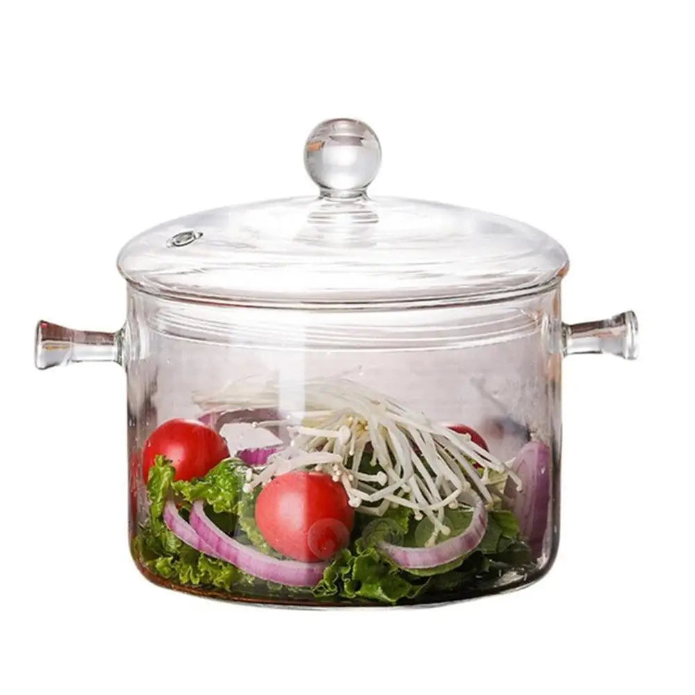 Panela Sopa Vidro Transparente 1350ml Ricaly com tampa e salada