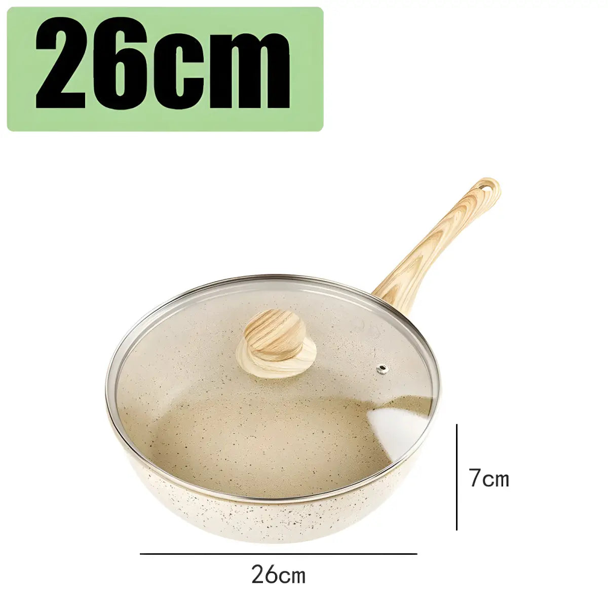 Panela Wok Antiaderente Ricaly | 20 cm com Tampa de Vidro coberto salpicado panela Mais Vendidos Compre