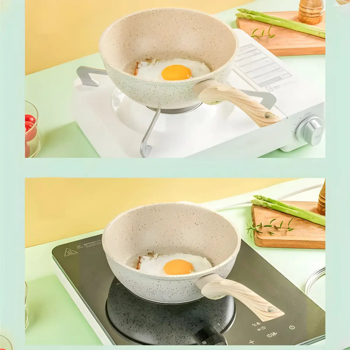 Panela Wok Antiaderente Ricaly | 20 cm com Tampa de Vidro salpicado panela madeira Mais Vendidos Compre