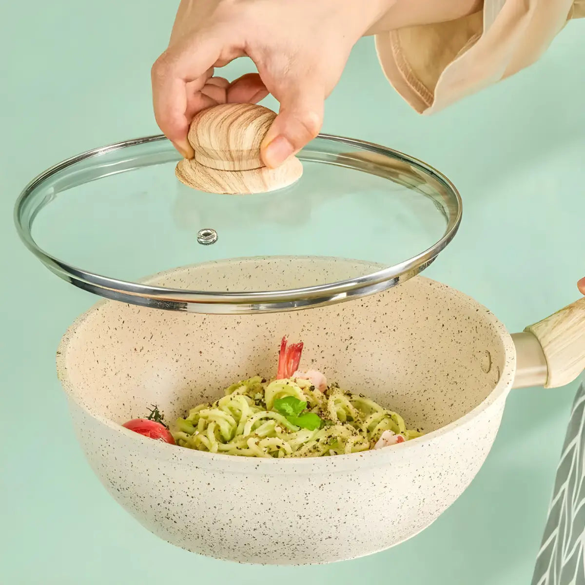 Panela Wok Antiaderente Ricaly | 20 cm com Tampa de Vidro salpicado panela tampa Mais Vendidos Compre