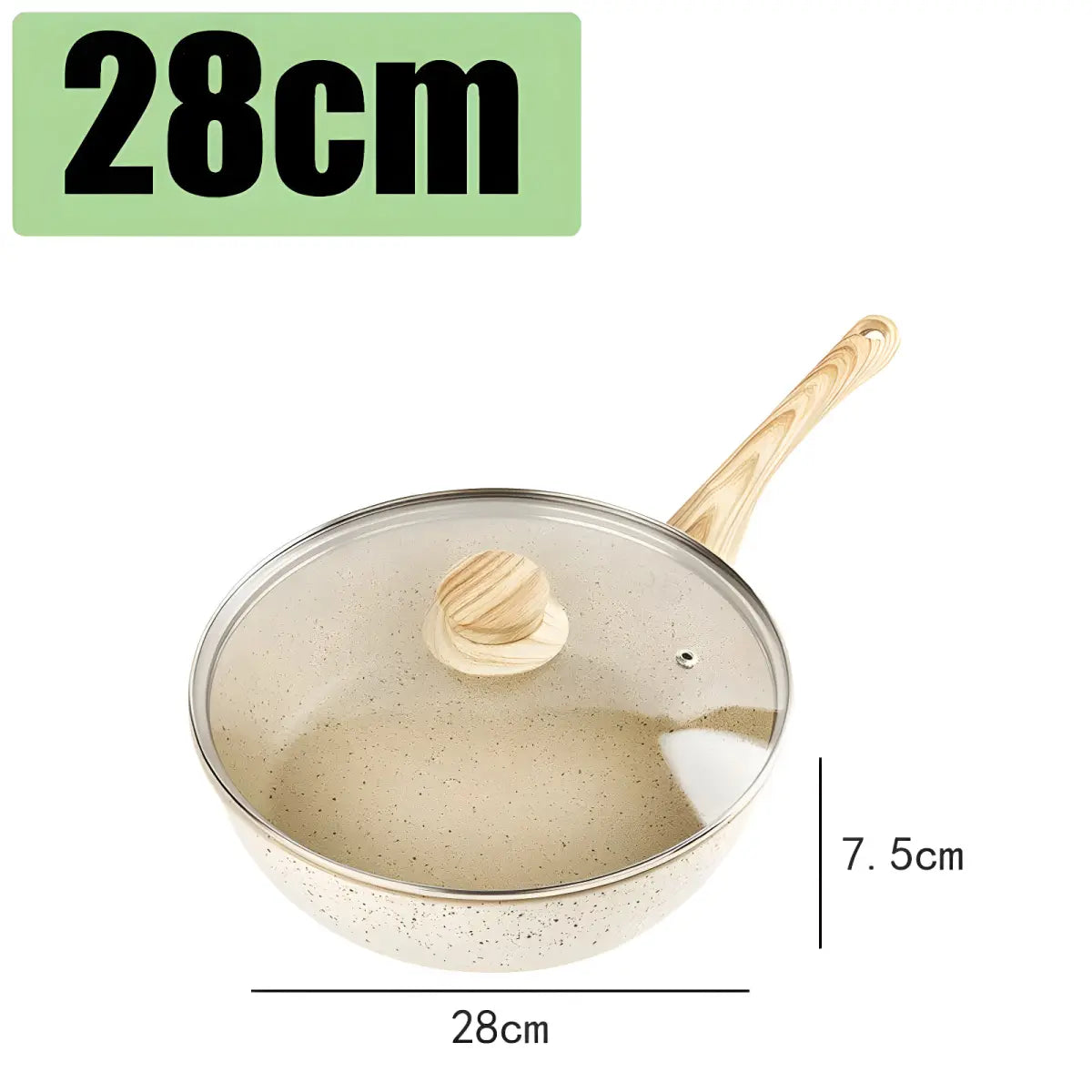 Panela Wok Antiaderente Ricaly | 20 cm com Tampa de Vidro coberto salpicado panela Mais Vendidos Compre