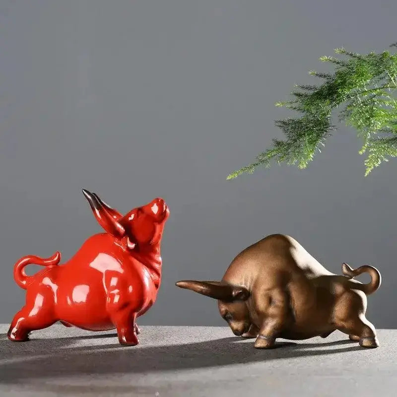 Figurinas de Touro Cerâmico Ricaly para Decoração Criativa Compre