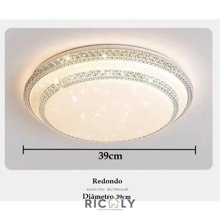 Plafon LED 2 Andar Céu Estrelado 36W - Luminária Decorativa com 3 Cores Ricaly , Ideal para Ambientes Comerciais e Residenciais